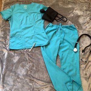 Set, Sky Blue Cherokee Premium Core Stretch Scrubs